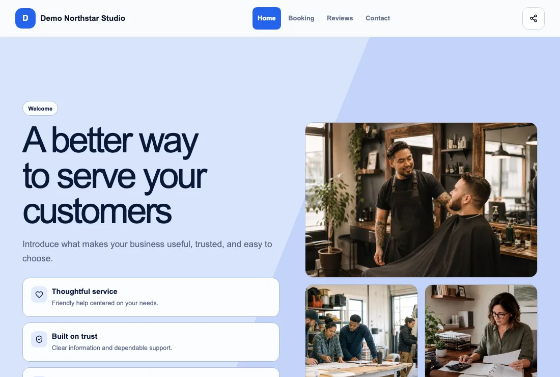 Demo Northstar Studio website homepage preview